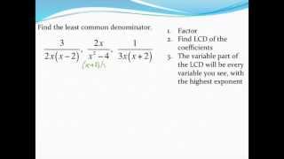 Finding a least common denominator of algebraic fractions [upl. by Eenyaj]