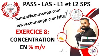 EXERCICE 8 CONCENTRATION EN  mv CONCENTRATION MOLAIRE  910  REMISE À NIVEAU [upl. by Mukund]