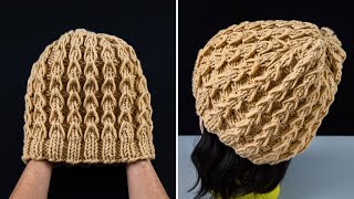 A simple crochet hat with a 3D stitch pattern  for beginners [upl. by Crifasi]