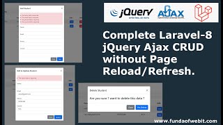 Laravel 8 jQuery Ajax CRUD without Page ReloadRefresh with Form Validation in Laravel 8 [upl. by Aciret]