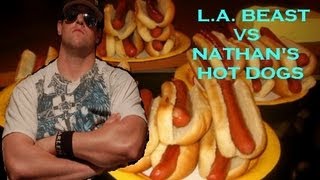 LA BEAST Soars to 23 Nathans Hot Dogs in 10 min [upl. by Akla]