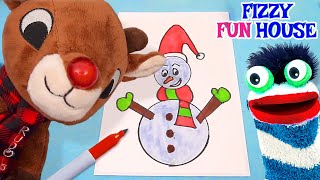 Fizzy and Rudolph Have Fun Colouring Christmas Tree Decorations  Fun Videos For Kids [upl. by Arlina]