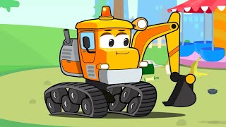 Bagger und der kleine Traktor treffen sich mit den Freunden  Vroom Vroom  Cartoons für Kinder [upl. by Sorvats]