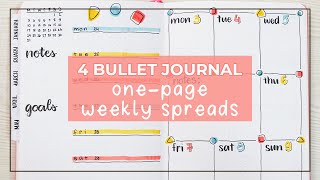 OnePage Bullet Journal Weekly Spread Ideas  4 Easy Bujo Layouts [upl. by Gemina472]