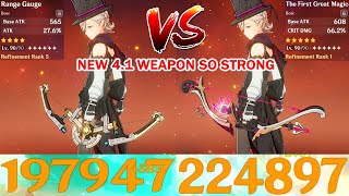 New 41 Weapon So Strong  Lyney Range Gauge R5 vs The First Great Magic R1 DMG Comparison [upl. by Oilejor]