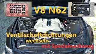 BMW V8 N62 Ventilschaftdichtungen wechseln ohne Nockenwellen Ausbau DIY Anleitung valve stem seals [upl. by Eegnat303]