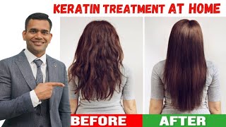 Keratin Treatment At Home For Straight  Smooth And Shiny Hair [upl. by Eiramit]