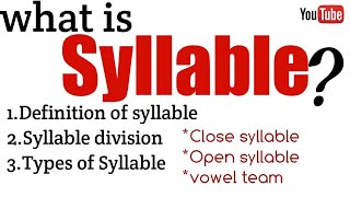 What is Syllable in English Division of SyllablesTypes of Syllables  syllablesonset coda [upl. by Glick623]