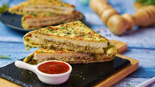 Cheese Omelette Sandwich Recipe by SooperChef Easy Breakfast Recipe [upl. by Hurwit]