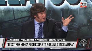 Javier Milei sobre las acusaciones de venta quotNunca pedimos plata por una candidatura es mentiraquot [upl. by Dry]