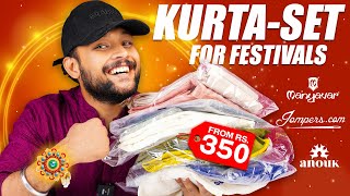 BEST KURTA PAJAMASET FOR  Festivals  MEN on MYNTRA  Kurta Haul 2023  Jompers Anouk  ONE CHANCE [upl. by Olaznog]