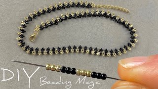 How to Make Necklace with Beads Seed Bead Jewelry Making Tutorials [upl. by Aivatnuhs]