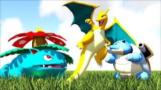 CHARIZARD VS BLASTOISE VS VENUSAUR POKEARK ARK SURVIVAL EVOLVED BATTLE POKEMON [upl. by Yorgos458]