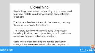 What is bioleaching part1 [upl. by Otrebogad793]