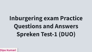 Spreken exam Practice Questions and Answers  Preparation of Spreken Test1 DUO Inburgering exam [upl. by Annerahs]