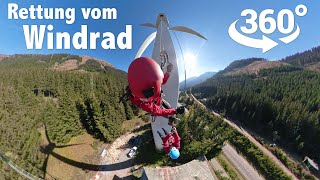 Spektakuläre Rettung vom Windrad  Bergrettung Vordernberg  360 Grad VR Video [upl. by Aihsa510]