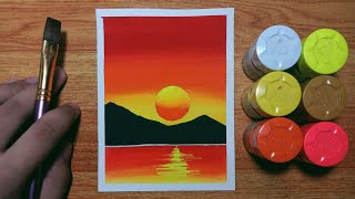 Easy Sunset Poster Color Painting for Beginners  Stepbystep Tutorial [upl. by Jacobina474]