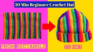 Easiest Beginner Crochet Hat  15 year beanie hat Tutorial  Crochet Ribbed Hat [upl. by Amby323]