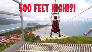 Insane 500 Foot High Zipline over the Ocean  Dragons Breath Labadee [upl. by Hgielhsa]