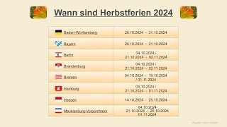 Wann sind Herbstferien 2024 [upl. by Epolulot190]