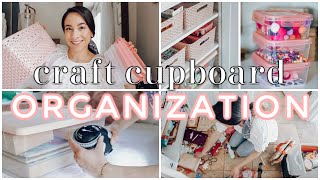 SMALL SPACE CRAFT ORGANIZATION  Ultimate Clean amp Organize w me Craft Cupboard Organization Ideas [upl. by Luise576]