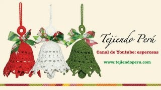 Cómo tejer Campanitas 🔔 Navideñas a Crochet  Paso a Paso [upl. by Warwick632]