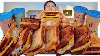 ASMR 간단하게 토스트 10개 버블티 마실게요😤 리얼먹방  Eating 10 pieces of toast bubble tea MUKBANG [upl. by Eniron131]