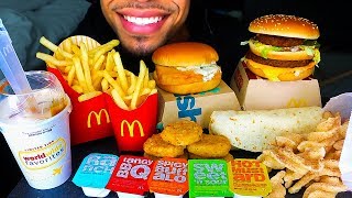 ASMR MCDONALDS MUKBANG BIG MAC CHICKEN NUGGETS BURRITO CINNAMON TWIST INTERNATIONAL MCFLURRY EATING [upl. by Ettenahc]