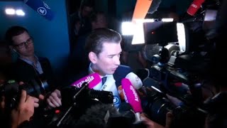 Austrian electionWhizzkid Sebastian Kurz arrives for TV debate [upl. by Arahc]