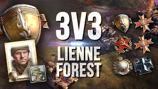 100K DAMAGE TANK SLUGFEST 3v3 USF Lienne Forest — Full Match of CoH2 [upl. by Veneaux]