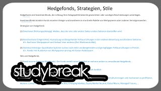 Hedgefonds Strategien Stile  Asset Management [upl. by Faxun]