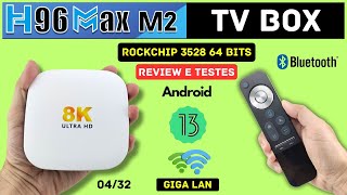 H96 MAX M2 TV BOX  RK3528 04 RAM  ANDROID 13  Review Unboxing e Testes [upl. by Godrich]