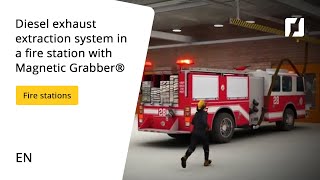 Diesel exhaust extraction system in a fire station with Magnetic Grabber® [upl. by Namreh262]