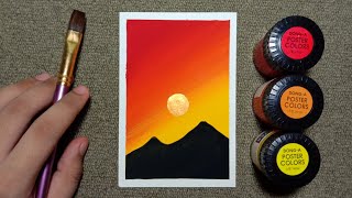 Easy Golden Sunset Poster Color Painting for Beginners  Stepbystep Tutorial [upl. by Latsyk]