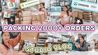 Studio Vlog 95  PACKAGING ORDERS 📦 BLACK FRIDAY 2000 XXL Scrunchie Orders 🖤✨ Small Business [upl. by Haland]