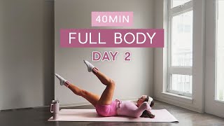 Day 2  1 Month Pilates Plan  40MIN ‘hourglass’ full body pilates  no equipment or repeats [upl. by Aitan]