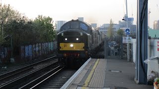 RARE  THRASH 37667  37688 erupt through Wandsworth Road with a Private Charter 16042022 [upl. by Anairuy]