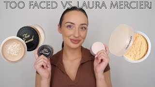 Too Faced Born This Way Ethereal Setting Powder vs Laura Mercier Translucent Loose Setting Powder [upl. by Jacenta428]