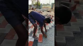 Wow amazing design paver block stone installation techniques shorts satisfying [upl. by Thorner]