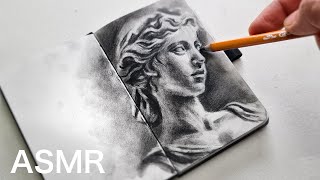 ASMR quick sketching with charcoal pencils  tingling sounds no talking [upl. by Ahsilahk]