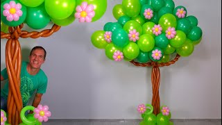 como hacer un ARBOL DE GLOBOS  globoflexia y decoracion con globos  gustavo gg [upl. by Sinne]