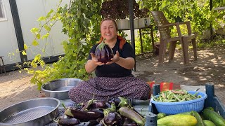 TÜM PÜF NOKTALARIYLA SALATALIK VE PATLICAN KURUTMA❗️ KÖYDE KIŞLIK HAZIRLIK 🤠😍 [upl. by Lois]