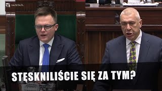 Posłowie PiS zagłuszyli Giertycha i wymusili przerwanie obrad Hołownia bezradny [upl. by Arretnahs382]