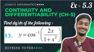 Find dydx if y  cos1 2x1x²  Differentiate y  cos1 2x1x² [upl. by Ihsakat827]