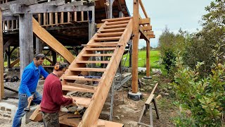 Timber Framed Barn Part 29 Timber Framed Staircase [upl. by Harima]