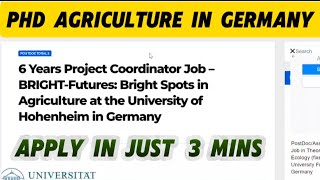 PHD in Agriculture in Germany  Applying process in just 4 min  Plant pathology agriculture phd [upl. by Silado]