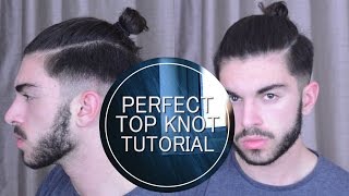 Mens Hair  Perfect Top KnotMan Bun Tutorial [upl. by Hsirk323]