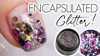 How To Encapsulate Chunky Glitter on Short Nails  Hard Gel Watch Me Work [upl. by Canute]