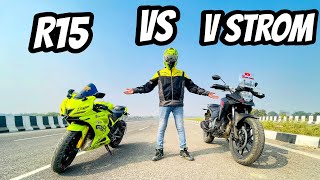 Suzuki v Strom sx 250 VS Yamaha R15 V3 Drag race [upl. by Calder]