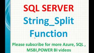 String Split Function in SQL Server  Stringsplit in SQL server [upl. by Nawor]